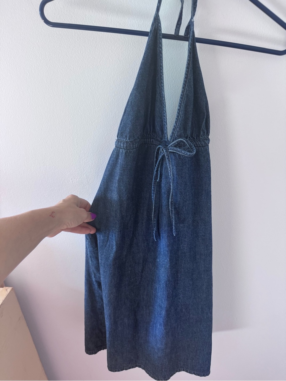Vintage Polo by Ralph Lauren Dark Blue Denim Halter Overalls Dress